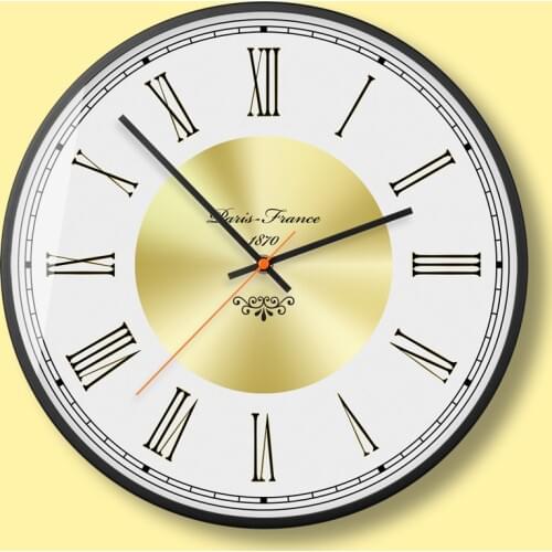 American Wall Clock Vintage Roman Dial Clock Personality Style Wall Watch Metal Frame