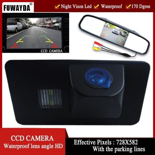 FUWAYDA CCD Car Rear View Camera for BMW E81 E87 E90 E91 E92 E60 E61 E62 E63 E64 X5 X6 with 4.3 Inch Rear view Mirror Monitor