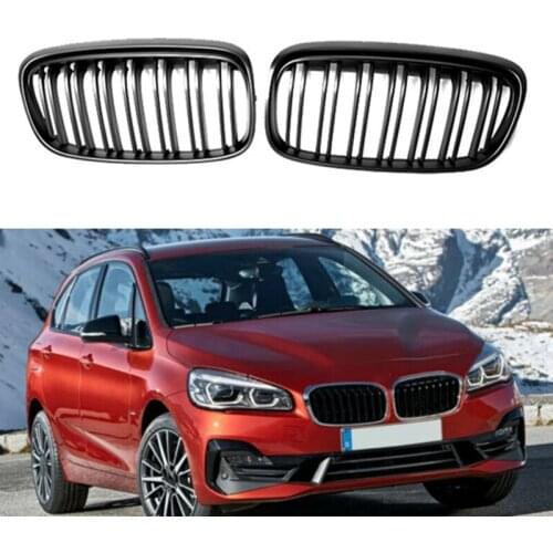 Car Matte Black Dual-Slat Grille Front Bumper Kidney Grille for-BMW 2-Series F45 F46 2014-2016
