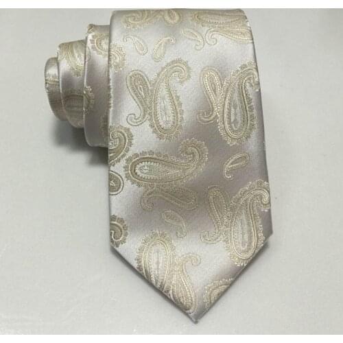 Beige Paisley Tie Adult Jacquard Woven Wedding Party Groom Neck Ties Classic Fashion Men Necktie Formal Microfiber Gravata 8.5cm