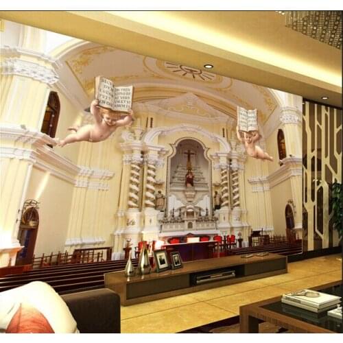 Latest custom 3D large mural,Luxury european-style 3 d angels ,living room tv background bedroom wall wallpaper