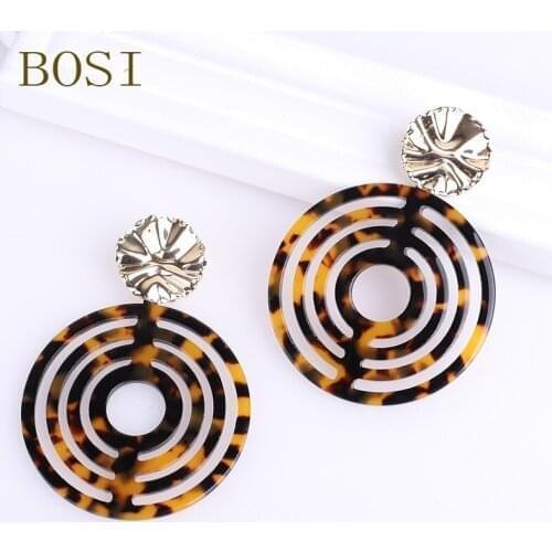 Oversize Round Earrings for Women Leopard Trendy Resin Acrylic BOHO Dangle Earring Brincos Female Statement Jewelry Wholesale