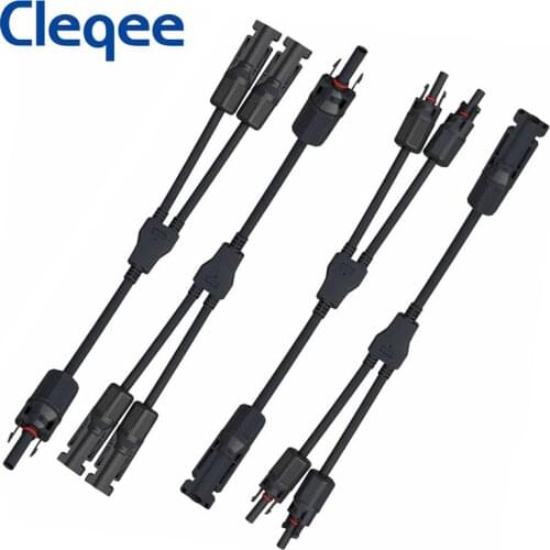 Cleqee TUV Approved 2 IN1 Solar Connector PV Connector Male to Female Solar Parallel Connector DIY Solar Kits System T10039