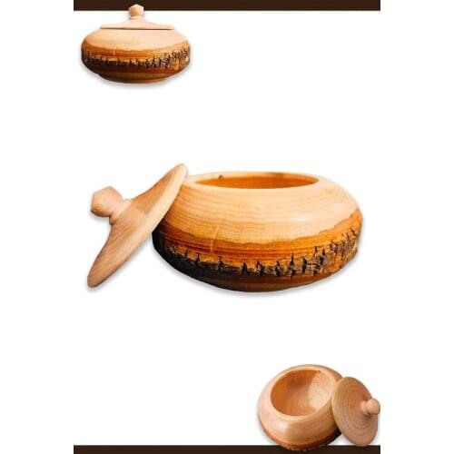 Wood Sugar Bowl Natural Wood-Shelled Sugar Bowl Decorative Serving Presentation Set Ikramlık Presentation Bowls