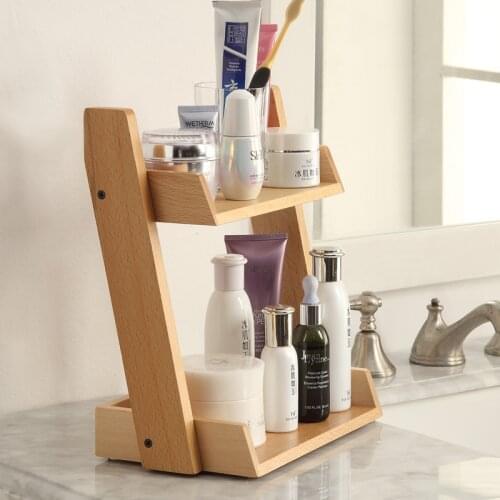 Bathroom Wooden Storage Shelves Cosmetics Shelf Multi-storey Household Products European Handmade Beech Wood Table Organizer