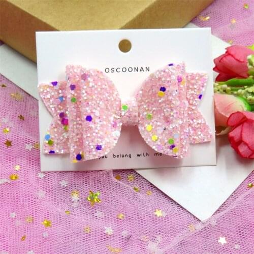 1PCS Lovely Luminous Sequin Girls Clip Bow Child Hair Tie Knot Creativity Handmade Hairpins Fashion Hair Accessories For Kids