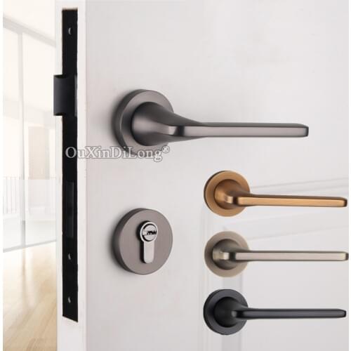 Elegant Luxury European Mute Mortise Door Lock Set Interior Living Room Bedroom Bathroom Silent Door Lever Lock Kit 9 Colors