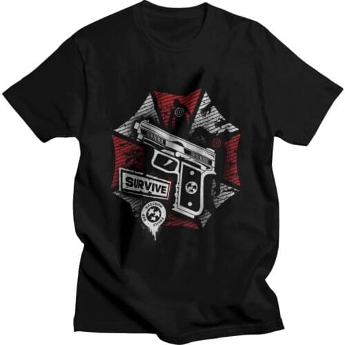 Grunge Umbrella Corporation T-shirt Men Graphic T Shirts Short Sleeve Survive The City Tshirt 100% Cotton Tees Top Clothes