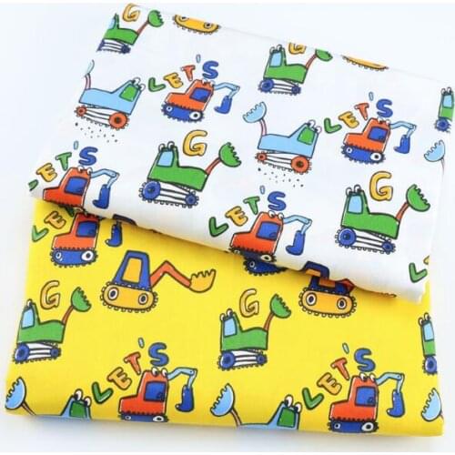 50*160 cm Cars Digger Printed Cartoon Cotton Fabric,DIY Handmade Materials For Baby Kids home textile Quilting Making Crafts