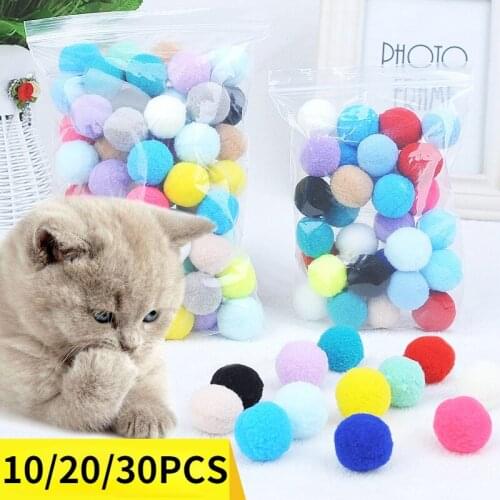 Cat toy Stretch plush ball color molars bite resistant bouncy ball pet interaction toy funny cat small ball Kitten Chew Toy