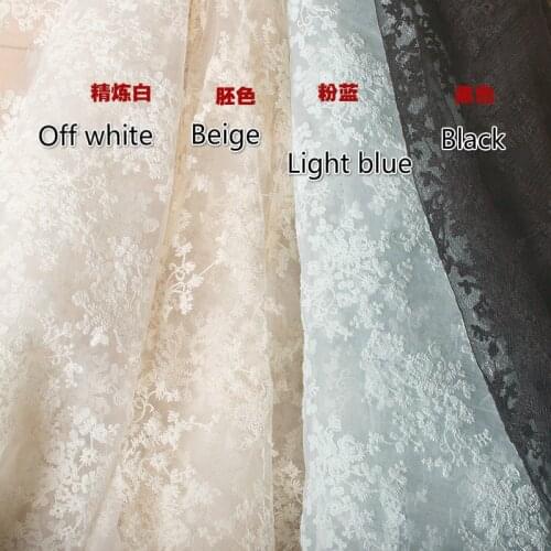 Classic Small Flower Mesh Organza Embroidery Lace Fabric Wedding Dress Curtain Handmade DIY Clothes Tablecloth Accessories