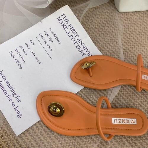 Summer Women Sandals Metal Decoration Thong Flip Flop Girl Outdoor Beach Soft Purple Shoes Design Casual Open Toe Roman Slippers