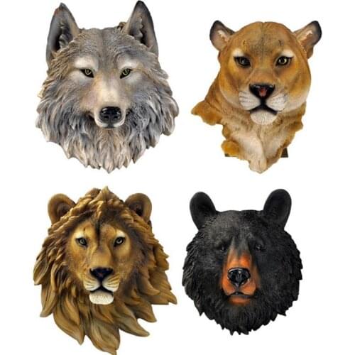 MGT Nordic lion sculpture resin domineering wall hanging animal avatar statue bar living room home decoration accessories crafts