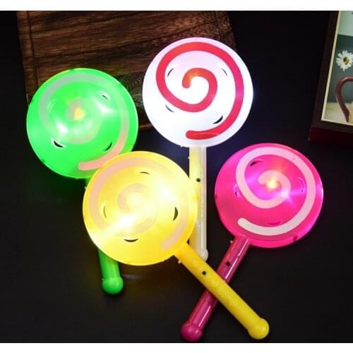 Cute Lollipop LED Flashing Stick Wand Baby Glowing Hand Rattles Bell Light Up Childrens Toy Gift Glow For Purim Party