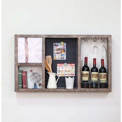 Multifunction Rustic Iron Wall Shelf with 4 Compartments
