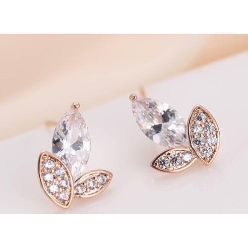 DE356 Fashion Street Snap Elegant Delicacy Buds Zircon Earring Gift Party Banquet WOMENS Jewelry Earrings