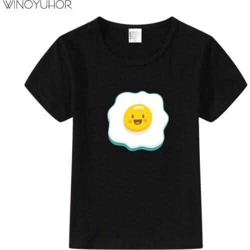2020 New Summer Fashion Short Sleeve T-shirts Cotton Kids Cute Eggs Print Clothes Baby Girl Boys Cartoon Tee Shirts 2-11 Years