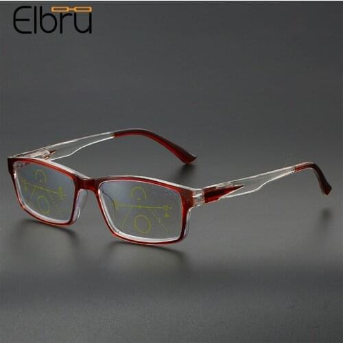 Elbru 2021 Anti Blue Light Reading Glasses Ultralight Progressive Multi-focus Clear Lens Presbyopia Eyeglasses Diopter +1.0 +4.0