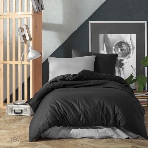 Dream Black-Gray Cotton Ranforce Single Duvet Cover Set 160x220 cm