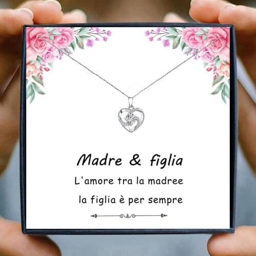 Necklace for Women Madre Figlia Gifts Crystal Pendant Necklace Women Necklaces Pendants Tochter Gifts Birthday Presents Jewelry