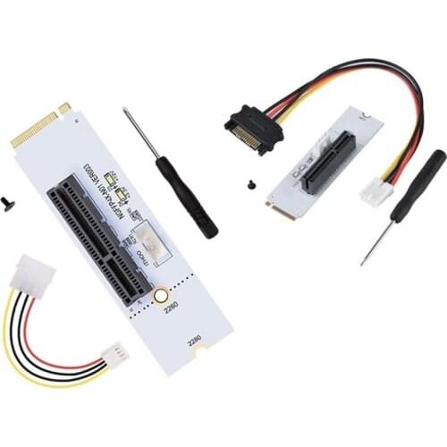 M.2 to PCI-E 4X Riser Card M2 Key M to PCIe X4 Adapter with LED Voltage Indicator NGFF Riser for NVMe for Mining, 2Pack