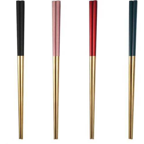 Luxury Metal Baguette Sticks Sushi Tableware Chinese Korean Chopsticks Home 304stainless Steel Chopsticks Japan Dinnerware
