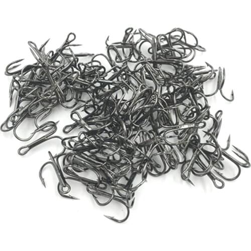 Free Fisher 100 pieces Fishing Hook Treble Hooks 4# High Carbon Steel Fishing Tackle Round Bottom