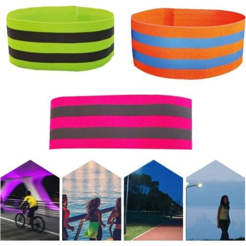 Reflective Bands Elasticated Armband Wristband Ankle Leg Straps Reflector Tape for Night Jogging Walking Biking Warning light