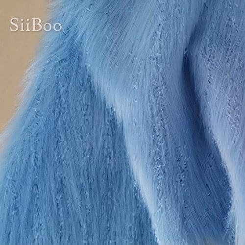 High grade light blue 9cm plush faux fur fabric for winter coat,vest,Fur collar,cape 150*50cm 1pc free shipping SP2478