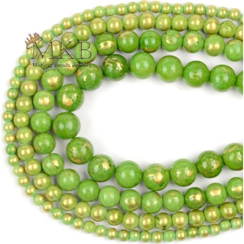Green Turquoises Natural Stone Beads Round Loose Beads For Jewelry Making 4 6 8 10mm Diy Bracelet Necklace Accessories 15"