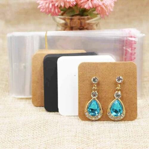 ZerongE jewelry blank cute stud earring display card 100pcs +100pcs opp bag for stud/drop earring packing custom cost extra