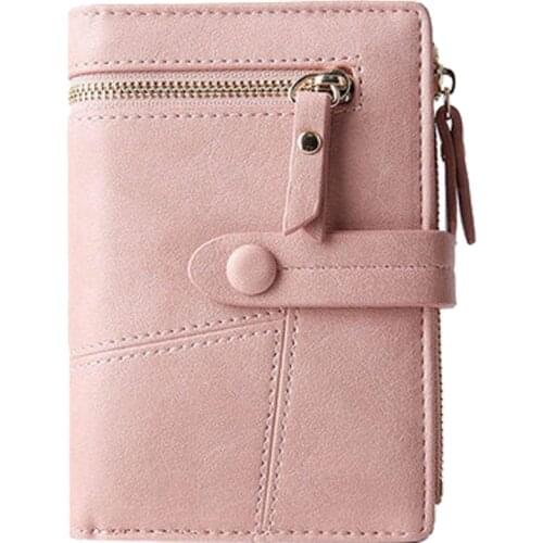 Womens Short Wallet 2021 New Multi-Card Coin Purse Horizontal Square Clutch Multifunctional Solid Color Splicing Card Holder
