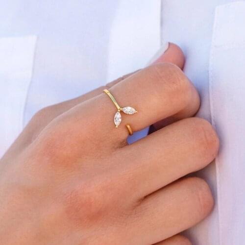 24k gold-plated silver Ring Horse Eye Zircon Open Ring With Crystal For Women Wedding Party Fashion Jewelry for gift A30
