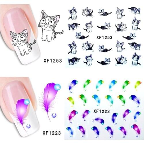 1 Sheet Nail Sticker Manicure Temporary Tattoos Heart Lipstick Cat Panda Sweet Kiss Pattern Water Transfer Beauty Nail Art