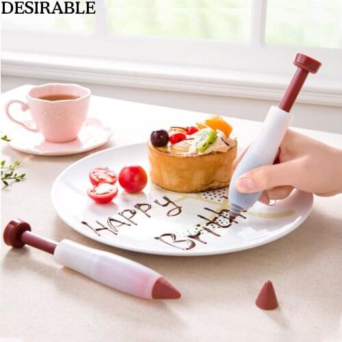 2 Pcs Silicone Cake Decorative Pen Bread Dessert Decorating Tool Icing Piping Pastry Nozzles Chocolate Syringe Pen Baking tools