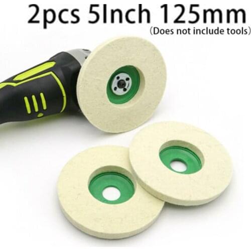 2pcs 125mm 5Inch Wool Buffing Pads Angle Grinder Polishing Wheel Felt Grinding Polishing Disc Pad Kit