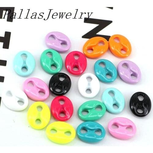 20Pcs Multicolor 2 Hole Oval Shape Enamel Coffee Bean Charm Connector Jewellery For Bracelet Necklace Earring Charm Supply