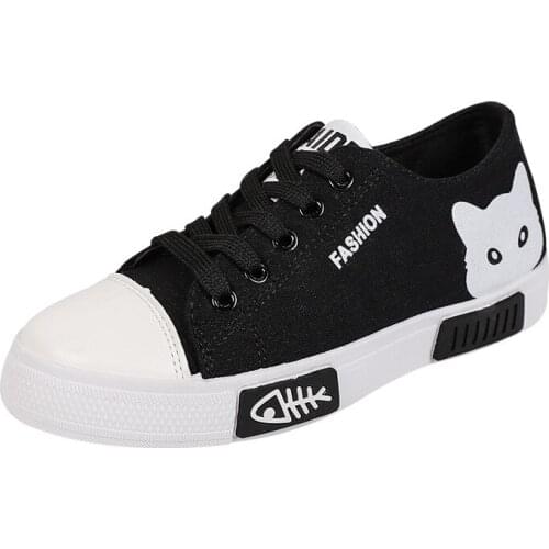 2020 foreign trade large size canvas shoes white shoes casual womens shoes kitten student shoes low-top flat bottom one pedal l