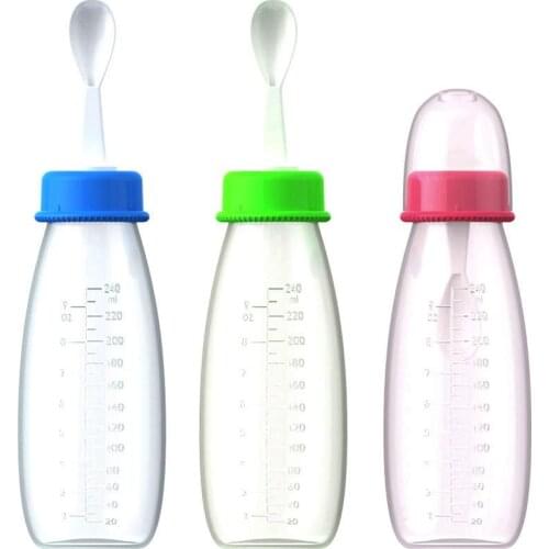 240ml Baby PP Solid Milk Bottle + Squeeze Spoon