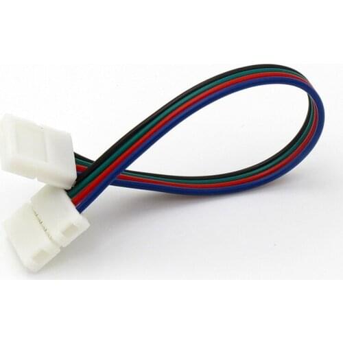 5pcs/lot 10mm 4 pin solderless lengthen connectors at 2 ends for 5050 RGB LED strip or 10mm wide 4 pin flexible PCB connector