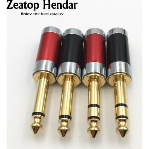 50Pcs 6.35mm 2 Pole Mono / 3Pole Stereo Audio Jack 6.35 Assembly Guitar Microphone Plug Adapter for 6mm / 8mm Cable Connector