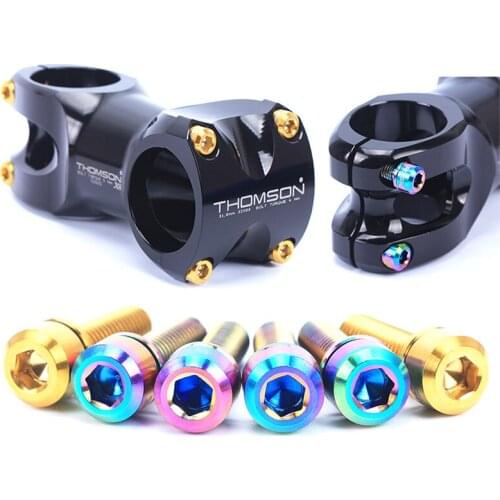 RISK 6PCS M5*18mm M5*20mm TC4 Titanium alloy Bicycle stem fixing screws Bolts For Bike MTB Bike Parts 3 Colors