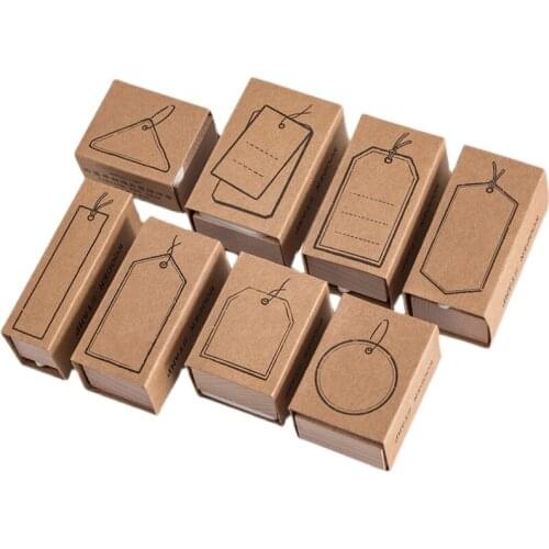 8Patterns Handwritting Tags Wood Stamp For Stationery DIY Scrapbooking Rubber Card Making Album Decoroation Crafts