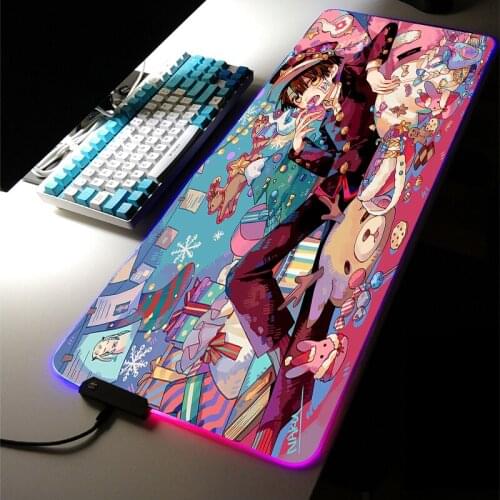 Hot Sale Anime XXL Large Mousepad Gaming Accessories Genshin Impact Mouse Pad RGB LED Gamer Computer Desk Pad Keyboard MouseMat