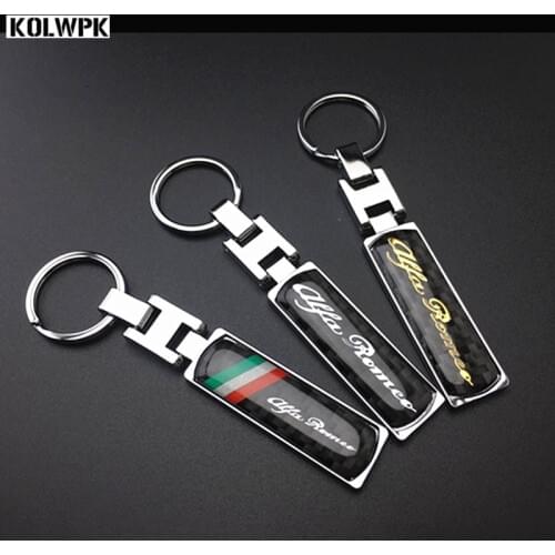 5pcs 100% high quality carbon fibre Keychain Keyring for For Alfa Romeo 147 156 166 159 GT Giulietta Clover Car Logo