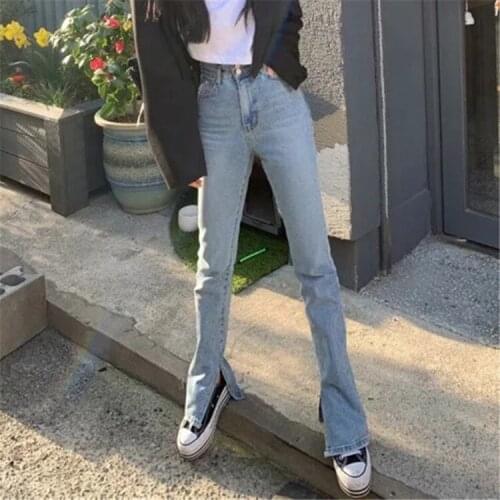 Womens Pants Straight Leg Jeans Women High Waist Slim Loose Autumn Winter Pants Casual Split Washed Mom Fashion Trousers