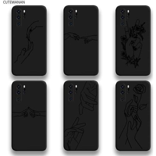 Hand minimalism couple line art Phone Case For Huawei P20 P30 P40 lite E Pro Mate 40 30 20 Pro P Smart 2020
