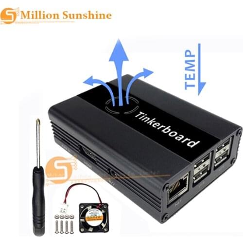 Tinker board Case Aluminum With Fan +heat sink Black case for ASUS SBC