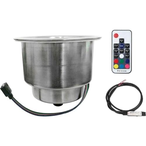 RGB Light Stainless Steel Drink Cup Holder with Remote Control for Marine, Widely used, convenient