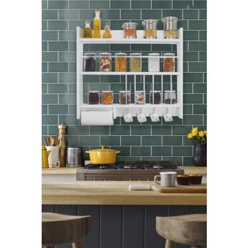 Wooden White Kitchen Organizer Wall Mounted Spice Rack Stylish Design Campaign Price Good Quality 2021